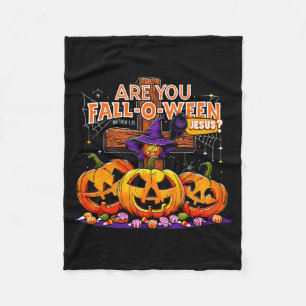 Are You Fall-o-ween Jesus Funny Pumpkin _2  Fleece Blanket