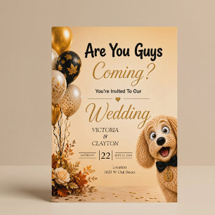 Are You Guys Coming? Funny Dog Fall Wedding Invitation