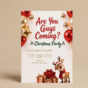 Are You Guys Coming? Reindeer Christmas Party Invitation
