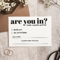 Are You In Funny Wedding RSVP Card