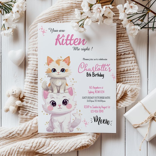 are you Kitten me cat Birthday invitation (Creator Uploaded)