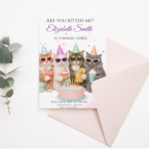 Are You Kitten Me? Cat Birthday Party Invitation