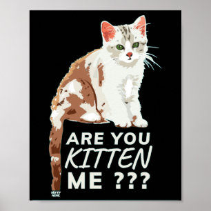 "ARE YOU KITTEN ME" funny cute cat Poster