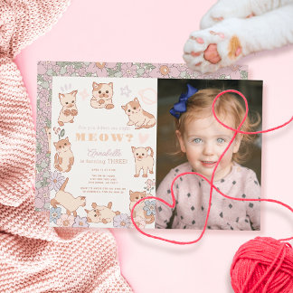 Are You Kitten Me Right Meow Birthday Photo Invitation