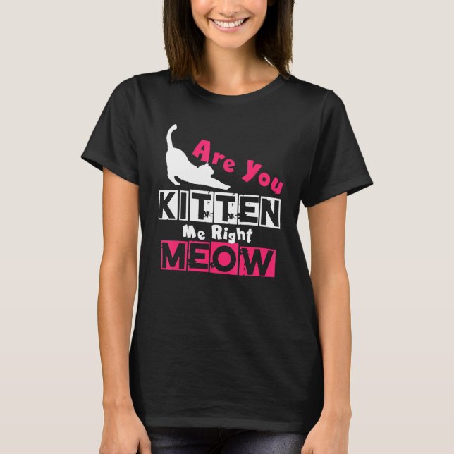 Are You Kitten Me Right Meow  Cat Joke T-Shirt (Front)