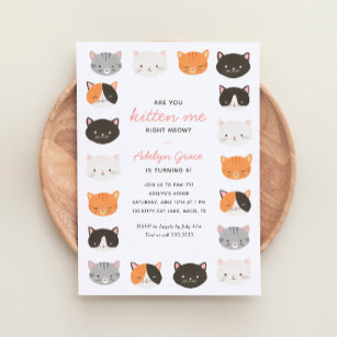 Are You Kitten Me Right Now Cat Girl Birthday Invitation