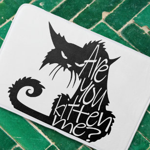 Are you kitten me? Scary Black Cat  Bath Mat