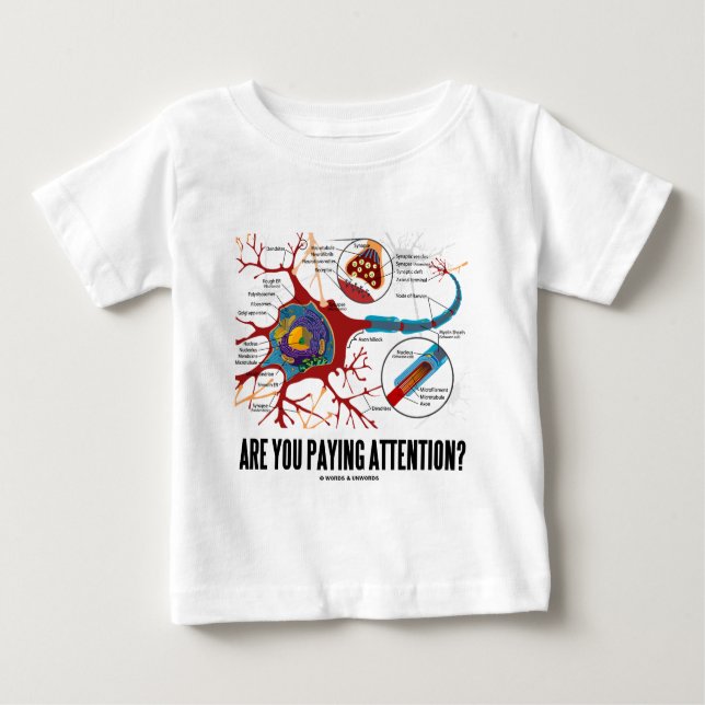 Are You Paying Attention? (Neuron Synapse Humour) Baby T-Shirt (Front)