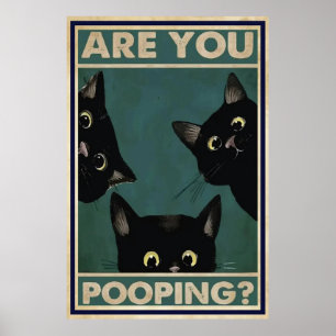 Are You Pooping Black Cat Poster