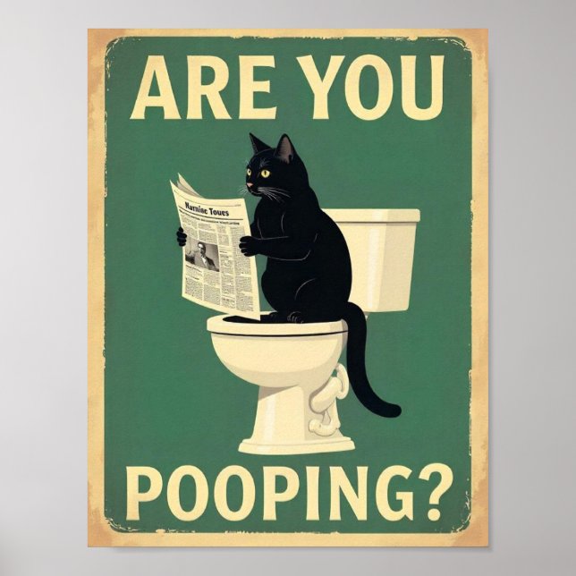 "Are You Pooping?" Funny Black Cats Poster (Front)