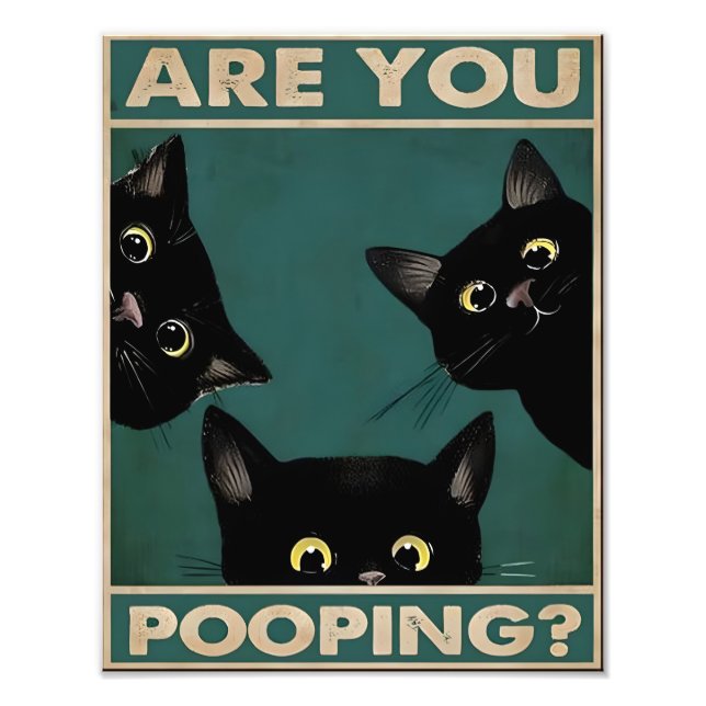 Are You Pooping Funny Cat Bathroom Wall Sign Print (Front)