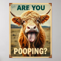 Are You Pooping? Funny Highland Cow Bathroom