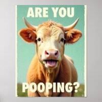 Are You Pooping? Funny Highland Cow, Cow Art