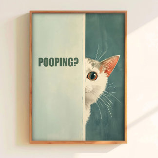 Are You Pooping Poster Printable Cat Bathroom Art 