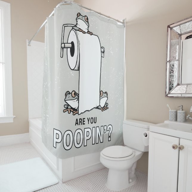 Are You Pooping? Shower Curtain (In Situ)