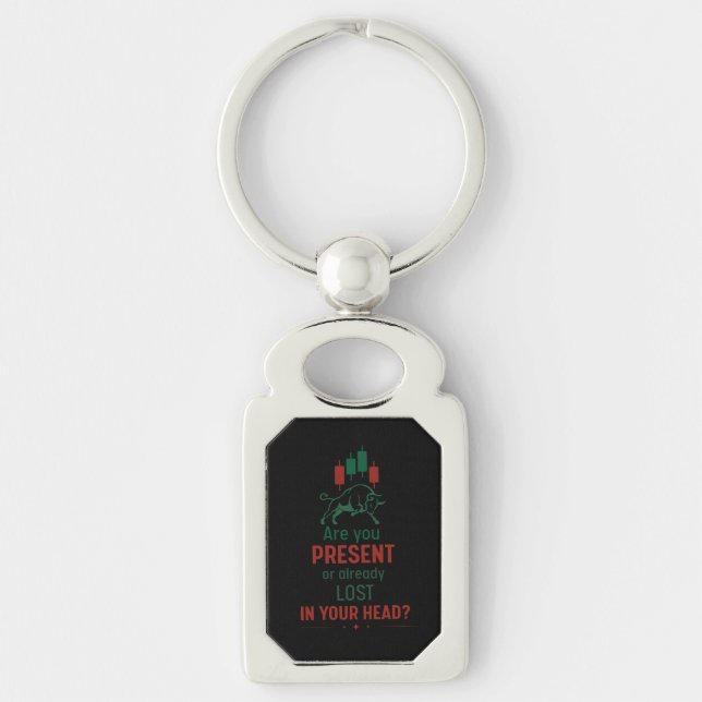 Are You Present? – Trader Mindset | Bull  Key Ring (Front)
