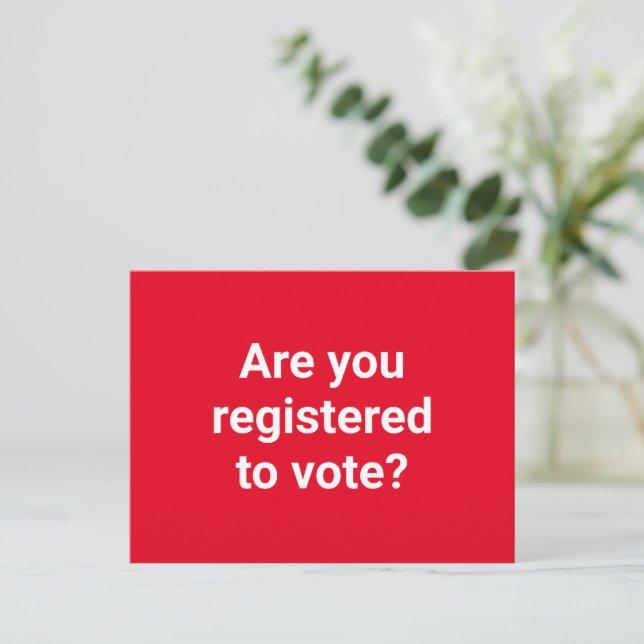 Are you registered to vote? custom text red postcard (Standing Front)