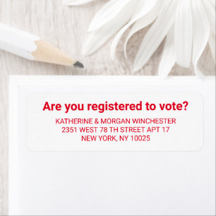 Are you registered to vote red and white custom return address label