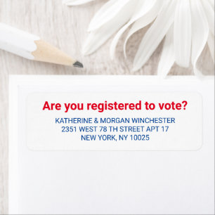 Are you registered to vote red white blue custom return address label