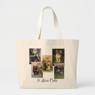 Are you the Crazy Cat Lady! Victorian Kittens Large Tote Bag