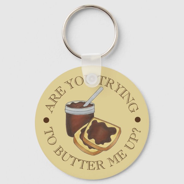 Are You Trying to Butter Me Up Funny Foodie Apple Key Ring (Front)