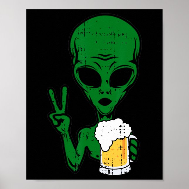 Area-51 Alien Beer Peace Sign Lazy Drinking Hallow (Front)