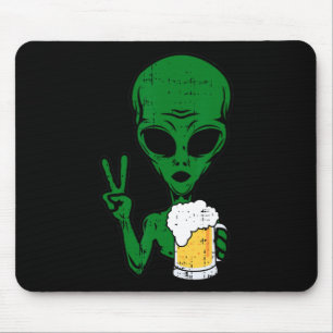 Area-51 Alien Beer Peace Sign Lazy Drinking Hallow Mouse Pad