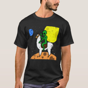 Area 51 Alien Riding Llama Space Martian Fun Hallo T-Shirt
