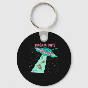 Area-51 Alien Spaceship Pizza Dream Date Easy Hall Key Ring