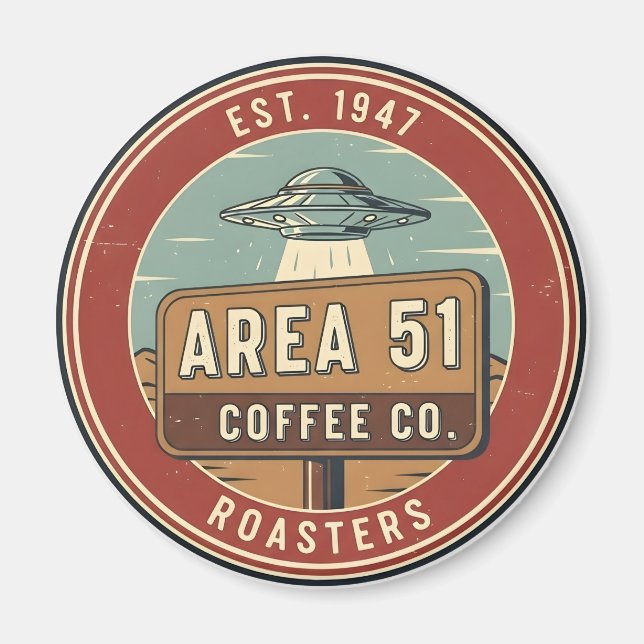 Area 51 Coffee Roasters Vintage Badge Magnet (Front)