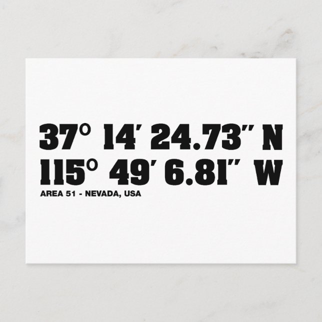 AREA 51 - coordinates Postcard (Front)