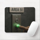Area 51 Elevator Button Mouse Pad<br><div class="desc">A dark brown wrinkled alien hand presses a glowing green button labeled 'Area 51' on an elevator panel,  sparking curiosity about the secrets of the location</div>