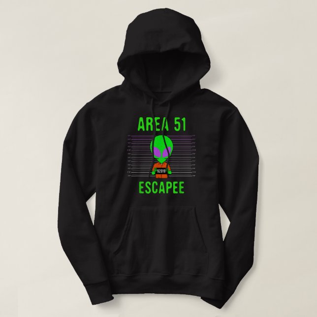 Area 51 Escapee - Funny Alien Halloween Costume  Hoodie (Design Front)