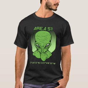 Area 51 Roswell Coordinates UFO Alien UFO Flying S T-Shirt