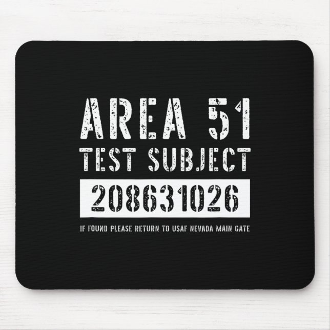 Area 51 Test Subject 1026 Alien Abduction Hallowee Mouse Pad (Front)