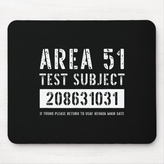 Area 51 Test Subject 1031 Alien Abduction Hallowee Mouse Pad (Front)