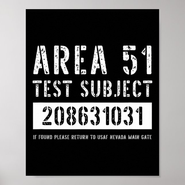 Area 51 Test Subject 1031 Alien Abduction Hallowee Poster (Front)