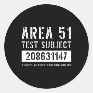 Area 51 Test Subject 1147 Alien Abduction Hallowee Classic Round Sticker