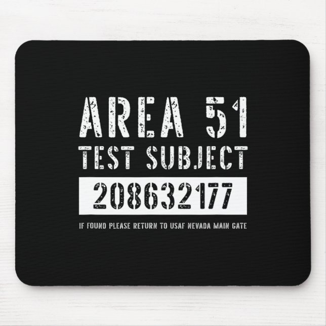Area 51 Test Subject 2177 Alien Abduction Hallowee Mouse Pad (Front)
