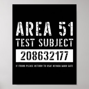 Area 51 Test Subject 2177 Alien Abduction Hallowee Poster