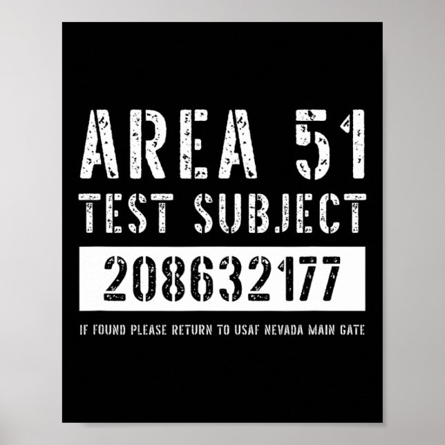 Area 51 Test Subject 2177 Alien Abduction Hallowee Poster (Front)