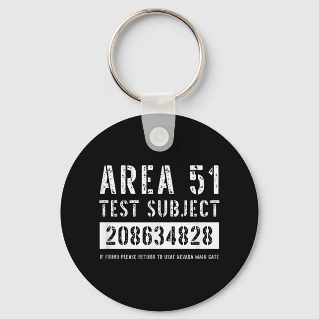 Area 51 Test Subject 4828 Alien Abduction Hallowee Key Ring (Front)
