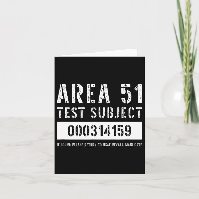 Area 51 Test Subject Alien Abduction Halloween Cos Card (Front)