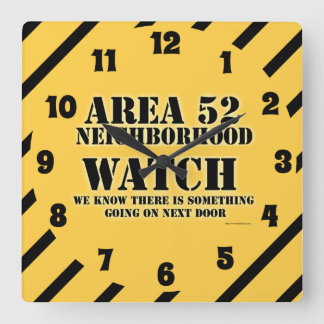 Area 52 Neighbourhood Watch Square Wall Clock