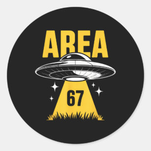 Area 67 Ufo Flying Saucer Light Beam Classic Round Sticker