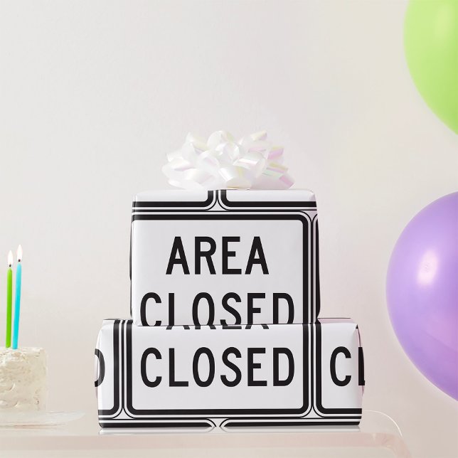 Area Closed Sign Warning Restricted Zone  Wrapping Paper (Creator Uploaded)