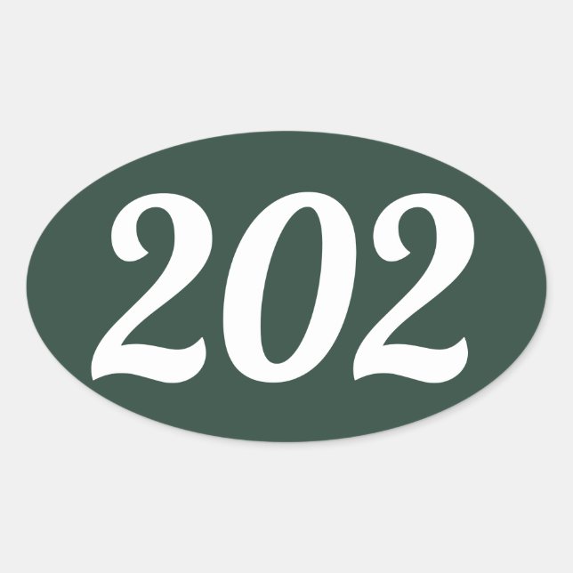 Area Code 202 (Washington DC) Oval Sticker (Front)