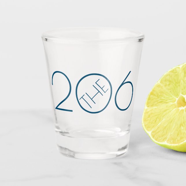 Area Code 206 (Seattle) Shot Glass (Front)