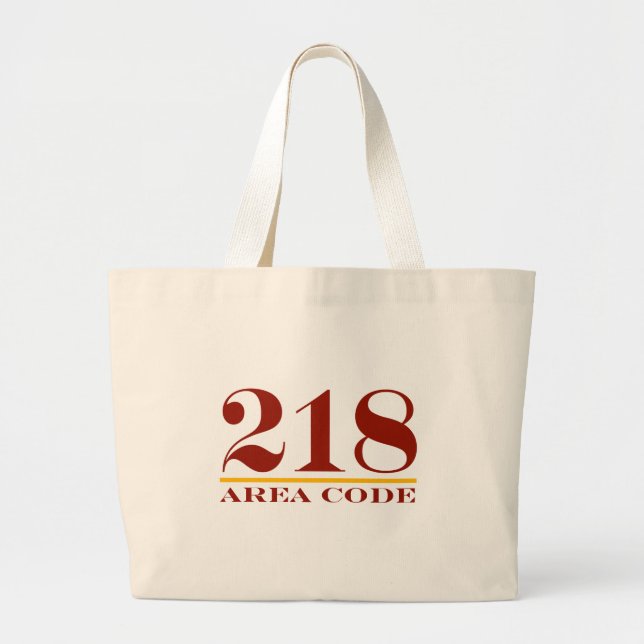 Area Code 218 Large Tote Bag (Front)