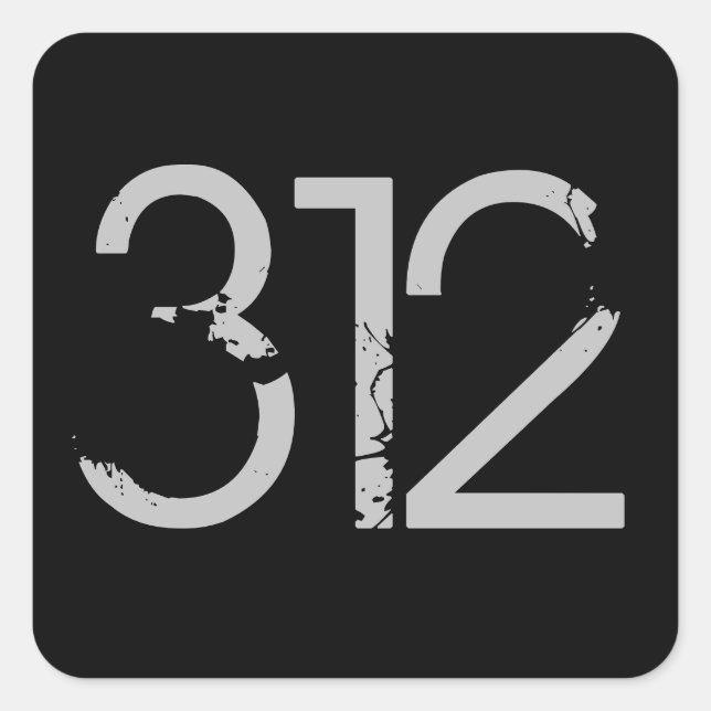 Area Code 312 (Chicago) Square Sticker (Front)